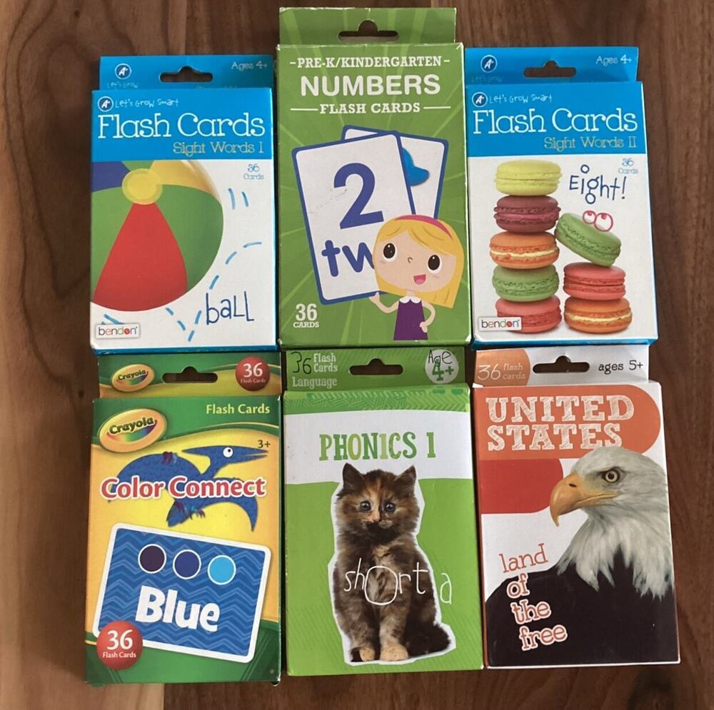 Children's Flash Cards, 6 packs